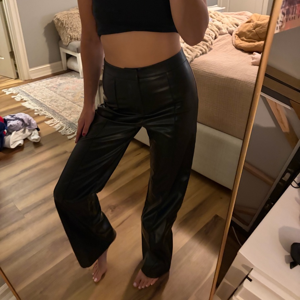 Boutique Black Faux Leather Pants – Bella Mae – Size S